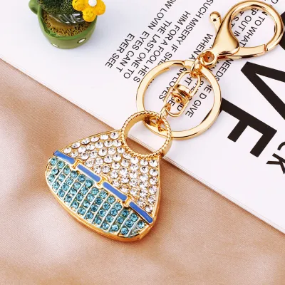 Women Fashion Rhinestone Handbag High-Heeled Shoes Flowers Design Key Chain