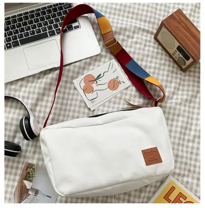 Women Fashion Ribbon Large Capacity Canvas Bucket Shoulder Bag