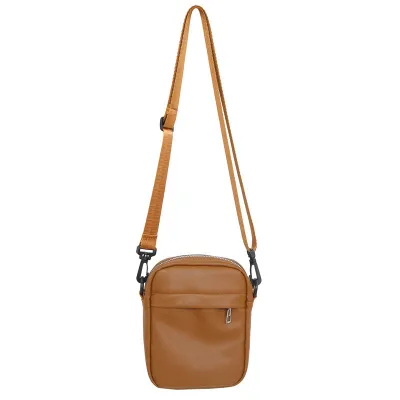 Men's Casual Solid Color Light PU Leather Messenger Bag with Zipper