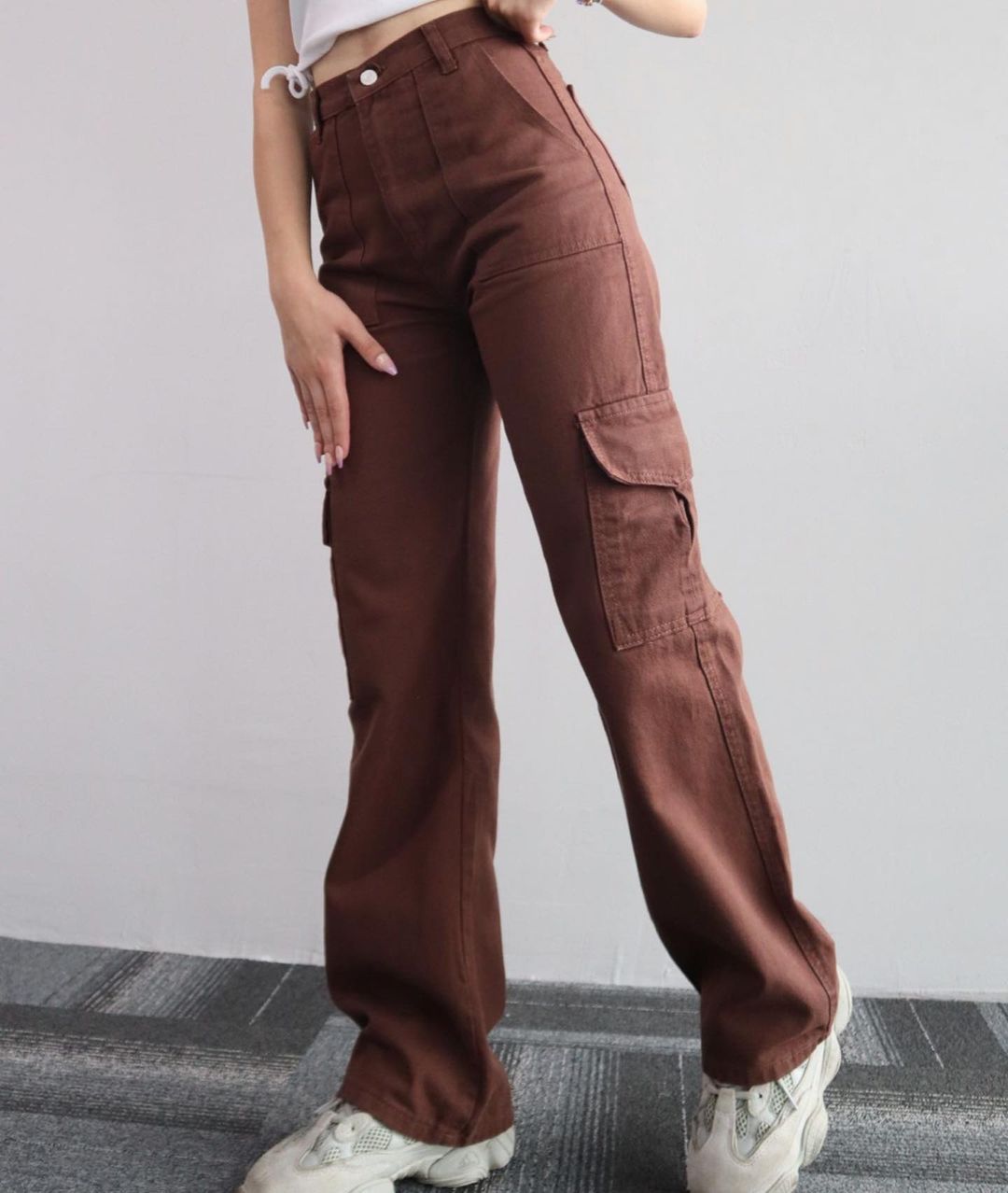 Buy Red Cotton Checks Women Pants with Loose Belt-33240