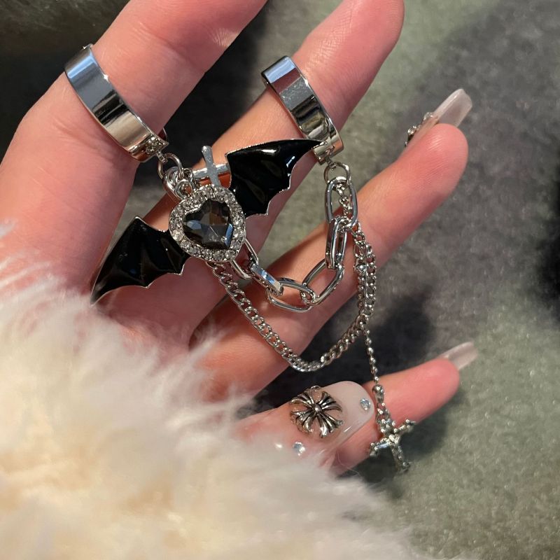 Wholesale Women'S Retro Punk Style Two-Finger Ring One Heart Wholesale Women'S Retro Punk Style Two-Finger Ring One Heart