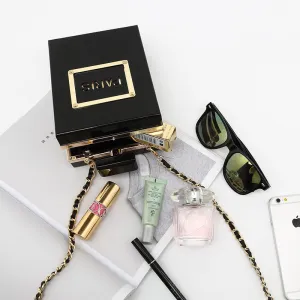 Women Fashion Transparent Acrylic Leather Chain Small Square Crossbody Bag