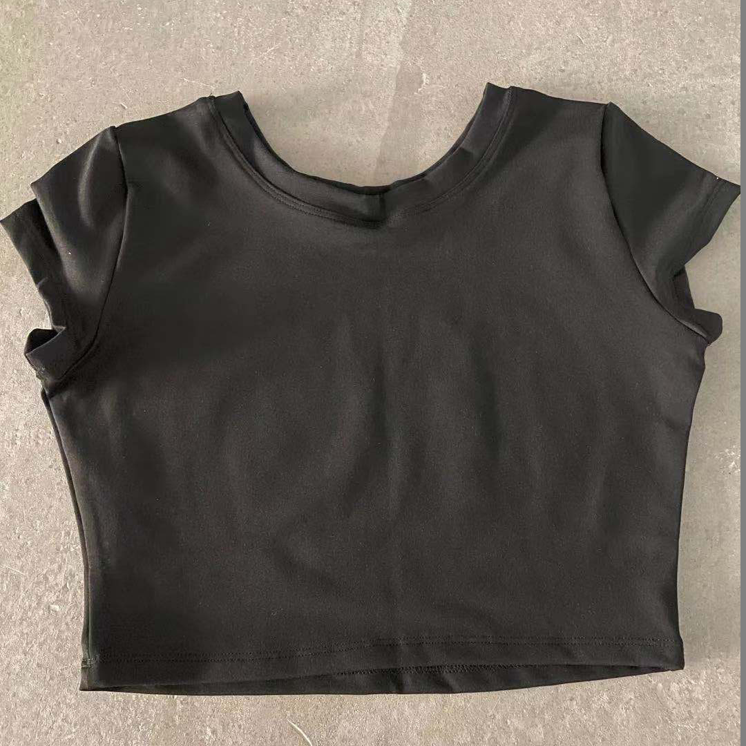 【FallettXLee】Topstitch Crop Short Sleeve Tee Wholesale Women Fashion Summer Basic Solid Short Sleeve