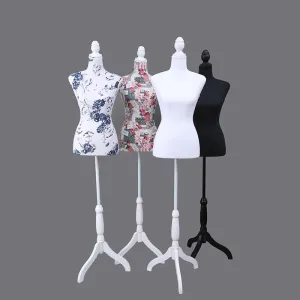Foam Women Half-Length Floral Printed Linen Mannequin for Home Storage Display Props