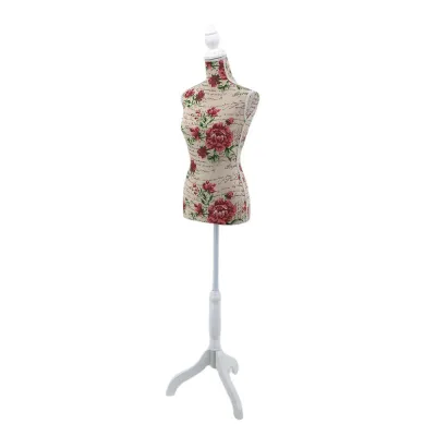 Foam Women Half-Length Floral Printed Linen Mannequin for Home Storage Display Props