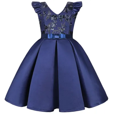 Toddler Baby Girls Ruffle Sleeve Sequin Bow Princess Festival Party Dress