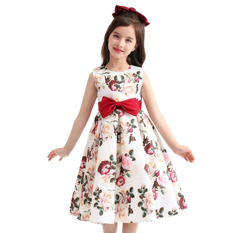 Wholesale Children Kids Baby Fashion Girls Sleeveless Retro Flower