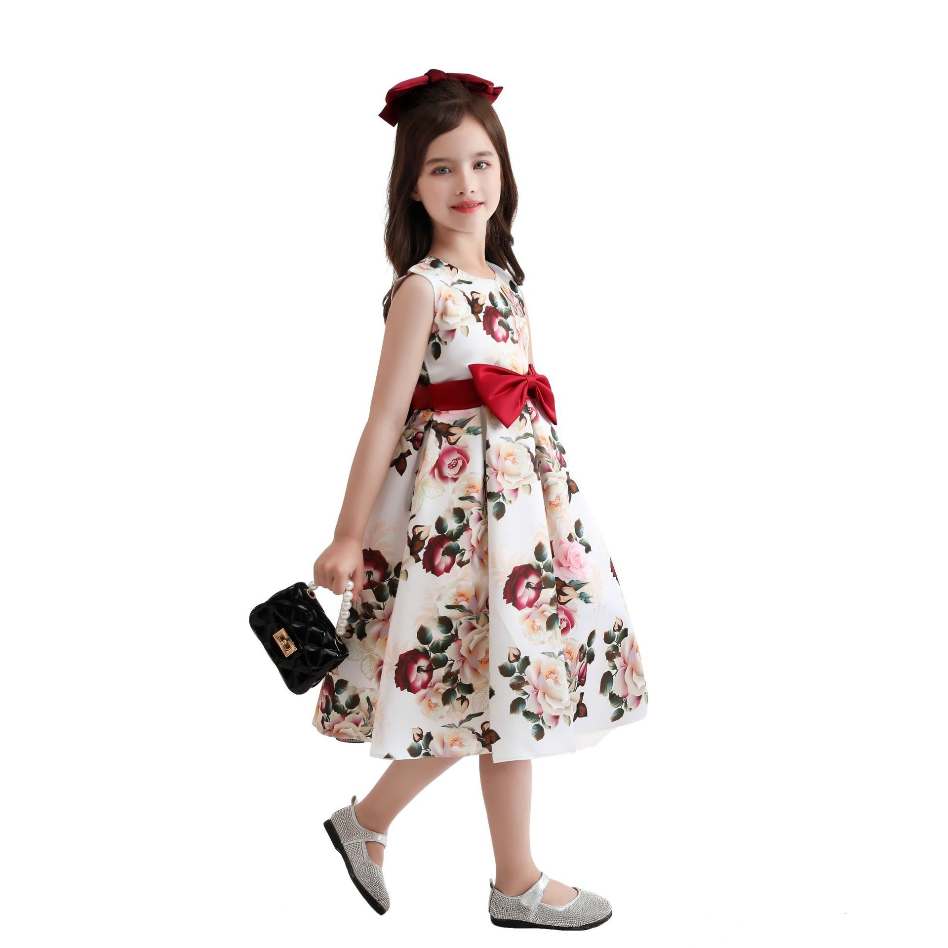 Wholesale Children Kids Baby Fashion Girls Sleeveless Retro Flower