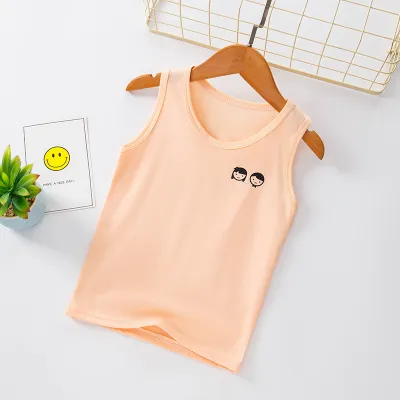 Children Kids Baby Boys Girls Fashion Casual Cartoon Print Sleeveless T-Shirts Round Neck Cotton Unisex