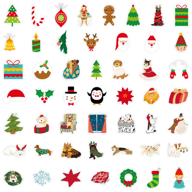 Cute Cartoon Christmas Graffiti Waterproof Holiday Stickers 50 Pieces  Wholesale