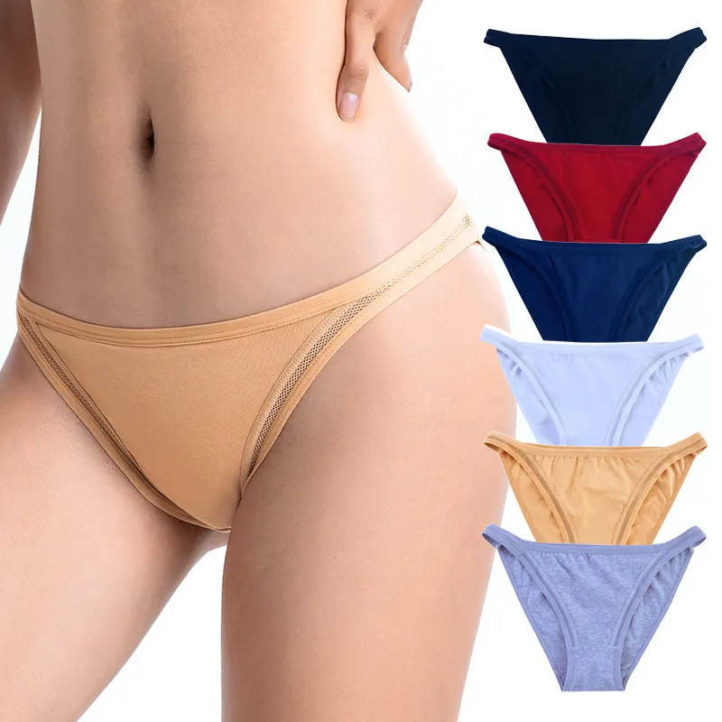 Women Sexy Simple Sports Bikini Breathable Low Waist Pure Cotton Triangle Panties
