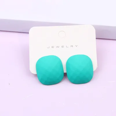 Women's Simple Square Polygonal Three-Dimensional Faceted Spray Paint Candy Color Acrylic Earrings