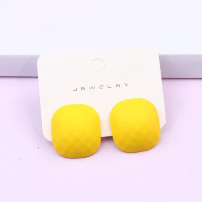 Women's Simple Square Polygonal Three-Dimensional Faceted Spray Paint Candy Color Acrylic Earrings