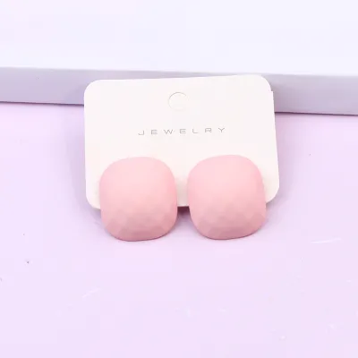 Women's Simple Square Polygonal Three-Dimensional Faceted Spray Paint Candy Color Acrylic Earrings