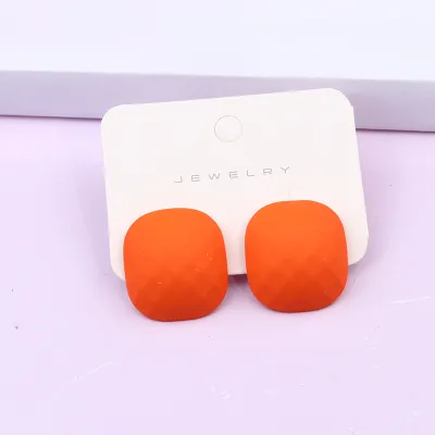 Women's Simple Square Polygonal Three-Dimensional Faceted Spray Paint Candy Color Acrylic Earrings