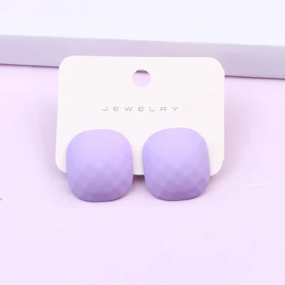 Women's Simple Square Polygonal Three-Dimensional Faceted Spray Paint Candy Color Acrylic Earrings