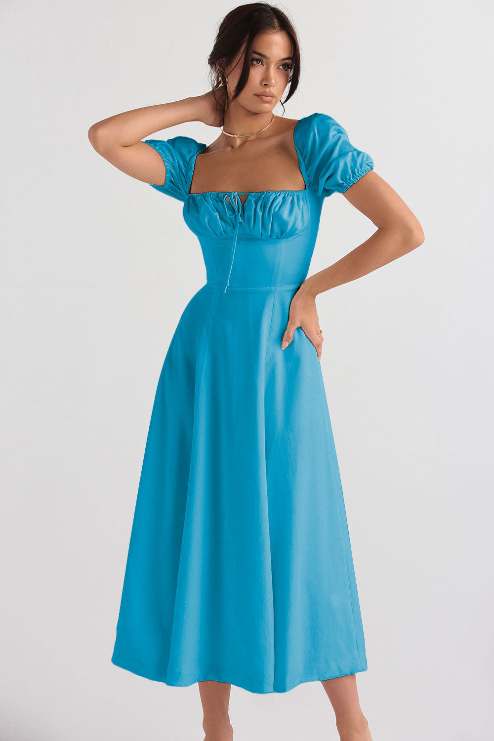 Wholesale Women Fashion Elegant Solid Color Puff Sleeve