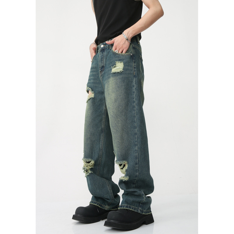 Wholesale Men'S Casual Basic Retro Loose Ripped Jeans