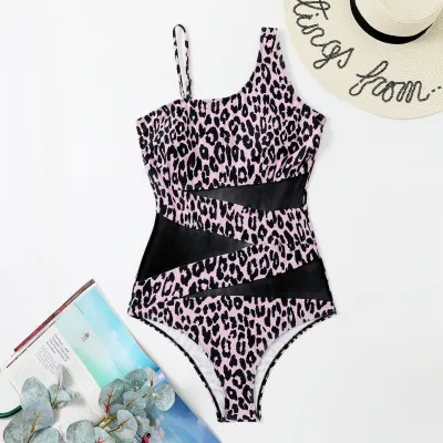 Women's Sexy Splicing Gauze Thin Strap One-Piece Swimsuit