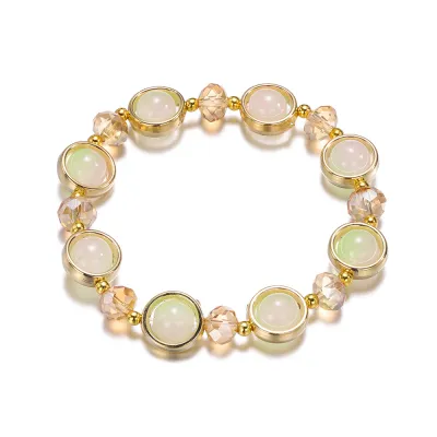 Women Girls Gradient Glass Beads Geometric Bracelet