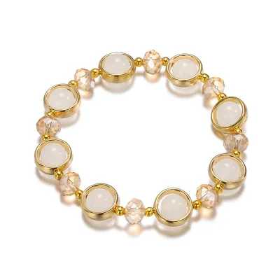 Women Girls Gradient Glass Beads Geometric Bracelet