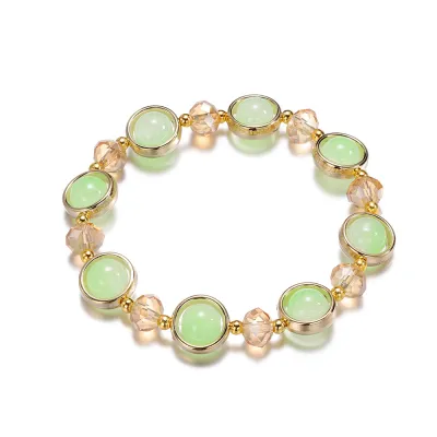 Women Girls Gradient Glass Beads Geometric Bracelet