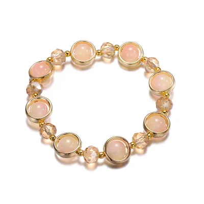 Women Girls Gradient Glass Beads Geometric Bracelet