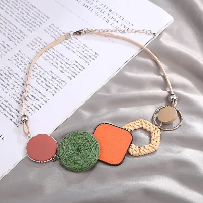 Fashion Chain Bohemian Clavicle Necklace Plastic Geometry