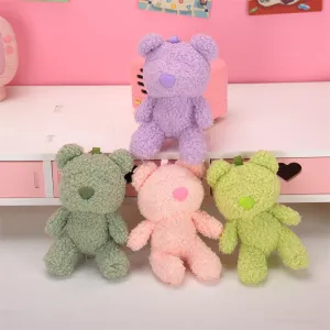 Cute Cartoon Plush Teddy Bear Doll Toy Keychain With PP Cotton Filling