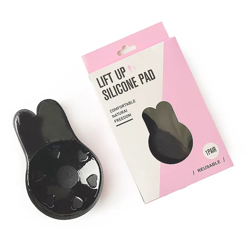 Women Silicone Pull Up Invisible Nipple Sticker Bra with Ruffles