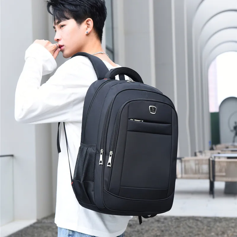 Men's Casual Waterproof Travel Oxford Backpack with Curved Shoulder Straps