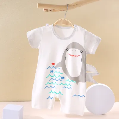 Toddlers Newborn Baby Fashion Unisex Girls Boys Casual Short Sleeve Cartoon Print Cotton Romper