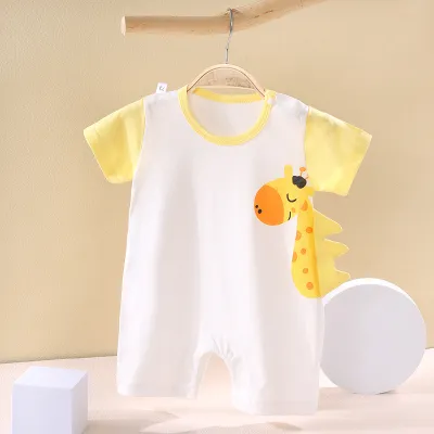 Toddlers Newborn Baby Fashion Unisex Girls Boys Casual Short Sleeve Cartoon Print Cotton Romper