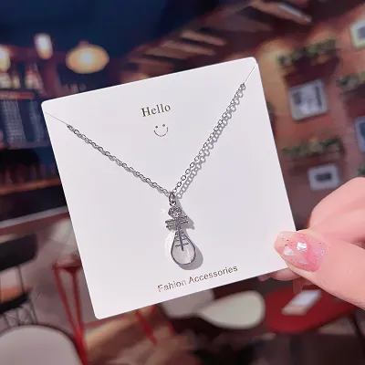 Women Fashion Crown Planet Butterfly Pendant Silver Titanium Steel Necklace