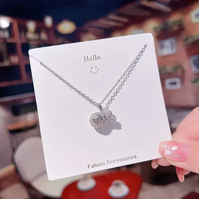 Women Fashion Crown Planet Butterfly Pendant Silver Titanium Steel Necklace