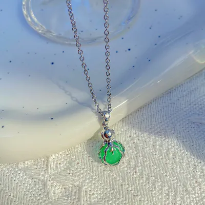 Women Fashion Crown Planet Butterfly Pendant Silver Titanium Steel Necklace
