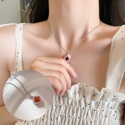 Women Fashion Crown Planet Butterfly Pendant Silver Titanium Steel Necklace
