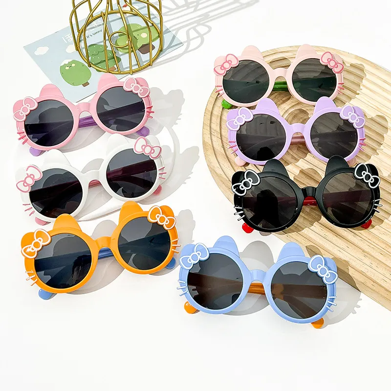 Children Kids Baby Fashion Cartoon Cute Bowknot Square Frame Sunglasses with AC Lens and PC Frame