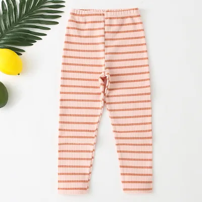 Stripe Flannel Kids Baby Girls Casual Basic Leggings Pants 0-3T