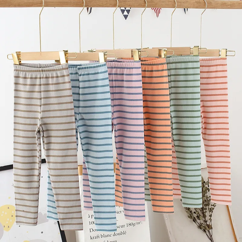 Stripe Flannel Kids Baby Girls Casual Basic Leggings Pants 0-3T