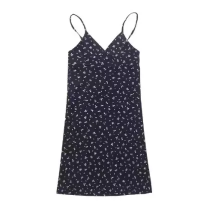 Women Fashion Sexy Floral Printing Slip V-Neck Dress