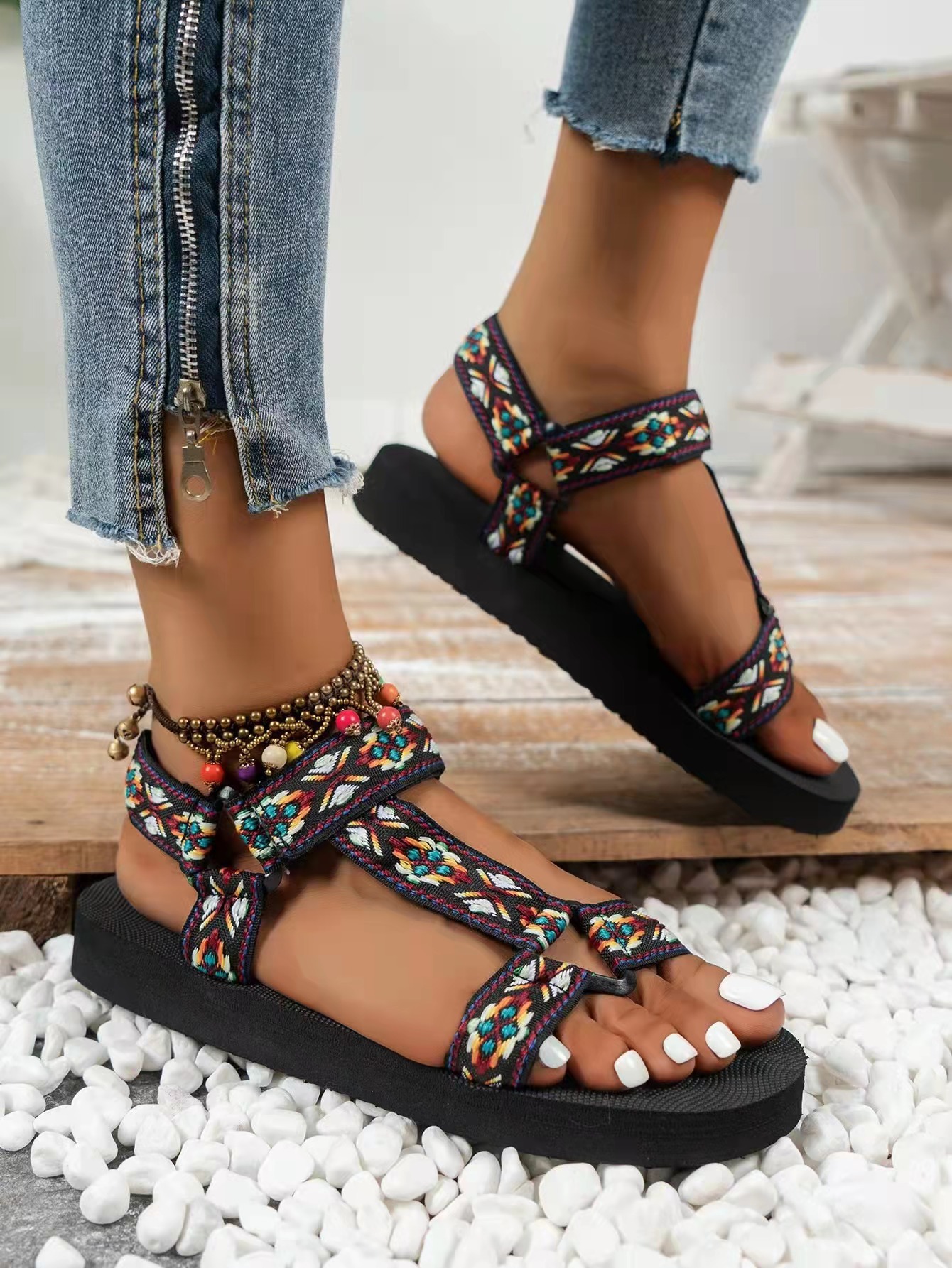 Velcro open hot sale toe sandals