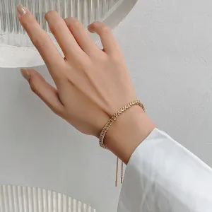 Women Simple Transfer Pull-Out Braided Titanium Steel Bracelet