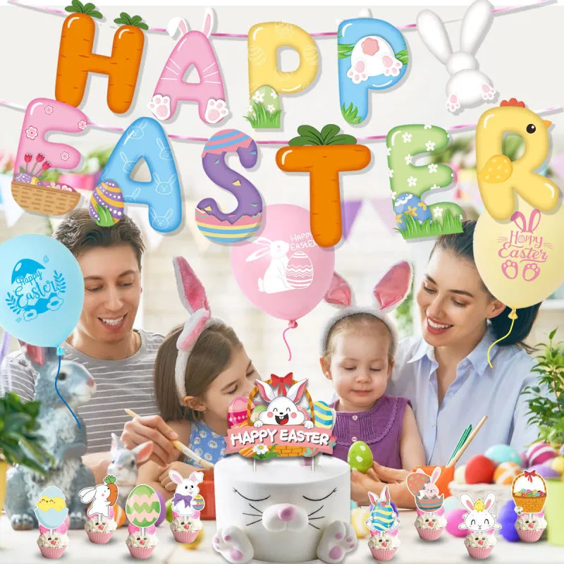 Easter Bunny Egg Decoration Party 12 Inch Solid Color Printing Balloon