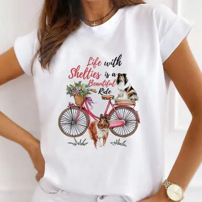 Women Urban Girl Printed Round Neck Short Sleeve T-Shirt Modal Blend Slim Fit