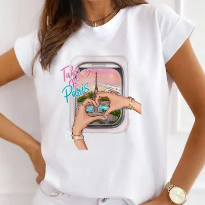 Women Urban Girl Printed Round Neck Short Sleeve T-Shirt Modal Blend Slim Fit