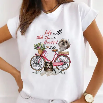 Women Urban Girl Printed Round Neck Short Sleeve T-Shirt Modal Blend Slim Fit