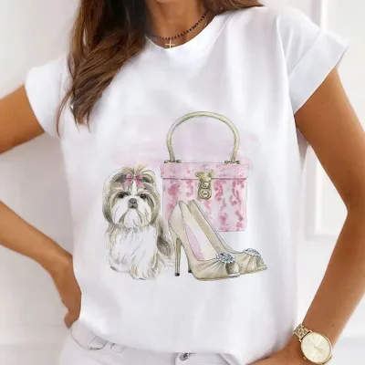 Women Urban Girl Printed Round Neck Short Sleeve T-Shirt Modal Blend Slim Fit