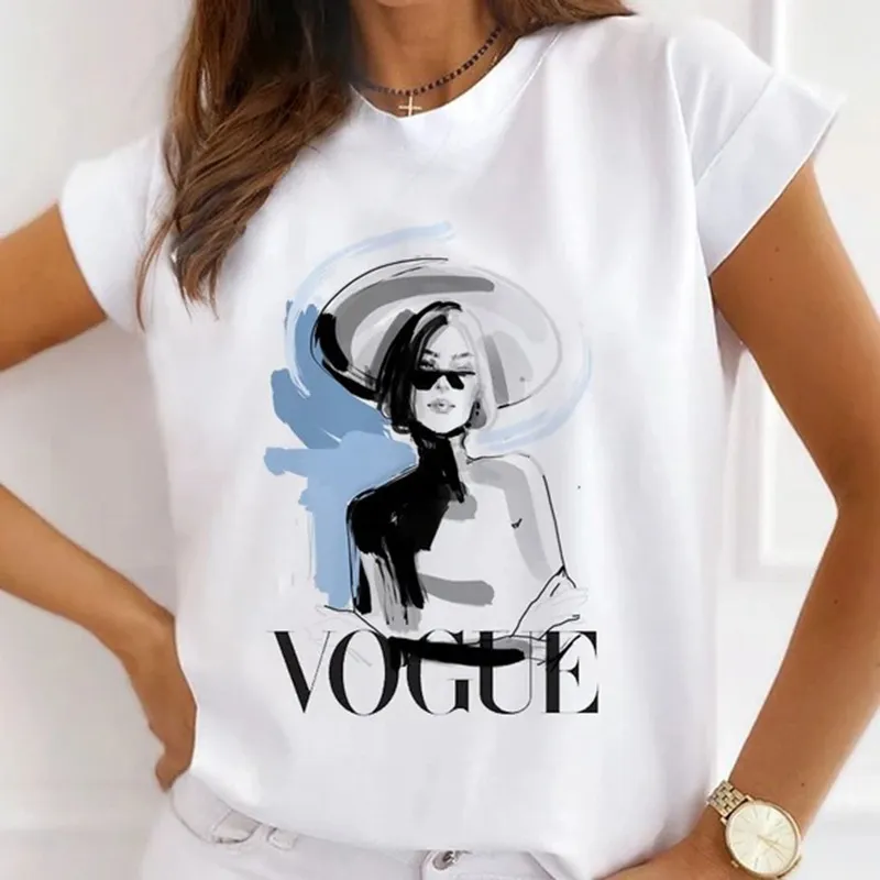 Women Urban Girl Printed Round Neck Short Sleeve T-Shirt Modal Blend Slim Fit