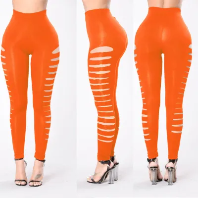 Women Fashion Sexy Solid Color Cut Out Tight Gym Pants